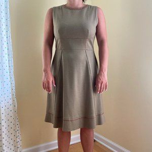 ELIE TAHARI A-Line Wool Leather Dress